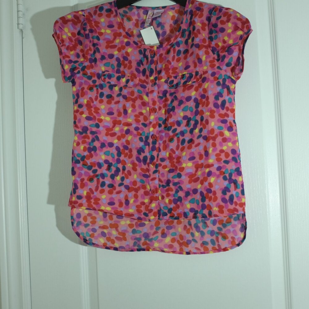Apollo girl's pink artistic confettis blouse  size 10 or 12